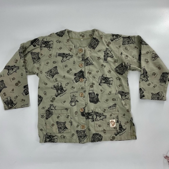 VTG Untamed Africa safari print cotton button front cardigan - Picture 1 of 9